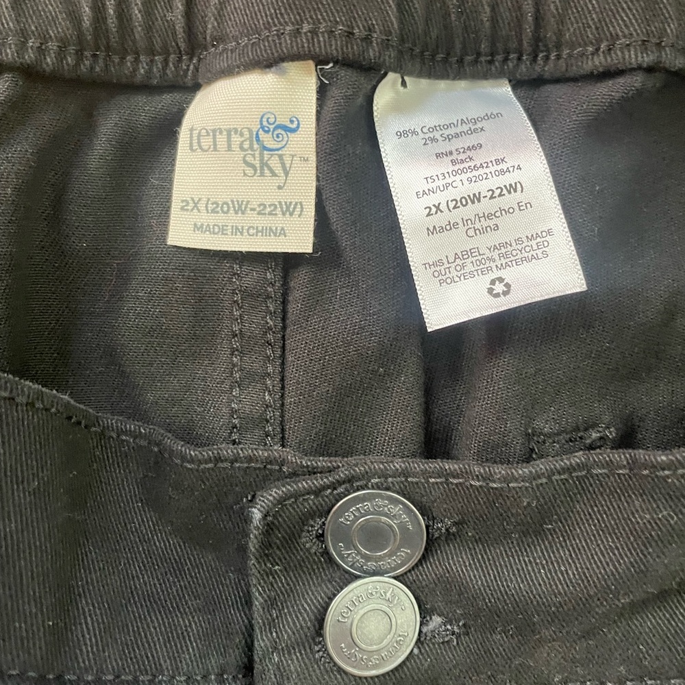 Terra & Sky Mid Rise Pull On Curvy Capri Black Pants size 2X New - Picture 4 of 4